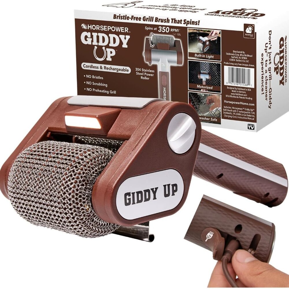 HorsePower Giddy Up Grill Cleaner AS-SEEN-ON-TV! – Cordless, Rechargeable